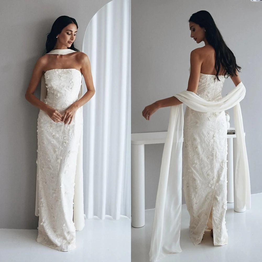 Simple Exquisite Strapless Sheath Prom Dresses Beading Paillette / Sequins Open back Flower Halter Straps Satin Floor length
Simple Exquisite Strapless Sheath Prom Dresses Beading Paillette / Sequins Open back Flower Halter Straps Satin Floor length