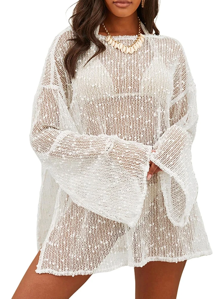 Fashion Summer New Tops Women Sexy See Through Round Neck Casual Loose Beach Vacation Hoodie Pullover 2025 Hot Girls Pullover
Fashion Summer New Tops Women Sexy See Through Round Neck Casual Loose Beach Vacation Hoodie Pullover 2025 Hot Girls Pullover