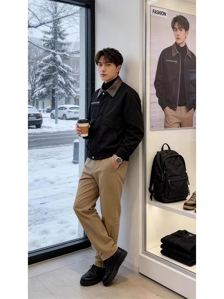 Classic Silhouette Contrast Color Collar Men's Jaet Spring Trendy High-End ort American Sle ket Workwear Jaet
Classic Silhouette Contrast Color Collar Men's Jaet Spring Trendy High-End ort American Sle ket Workwear Jaet