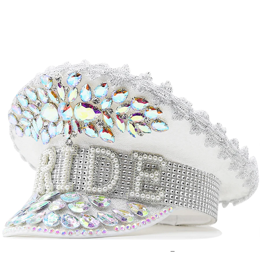 New Women Bride Military Hat Luxury Sequin Burning Captain Sergeant Hat Rhinestone Festival Birthday Part Hat
New Women Bride Military Hat Luxury Sequin Burning Captain Sergeant Hat Rhinestone Festival Birthday Part Hat