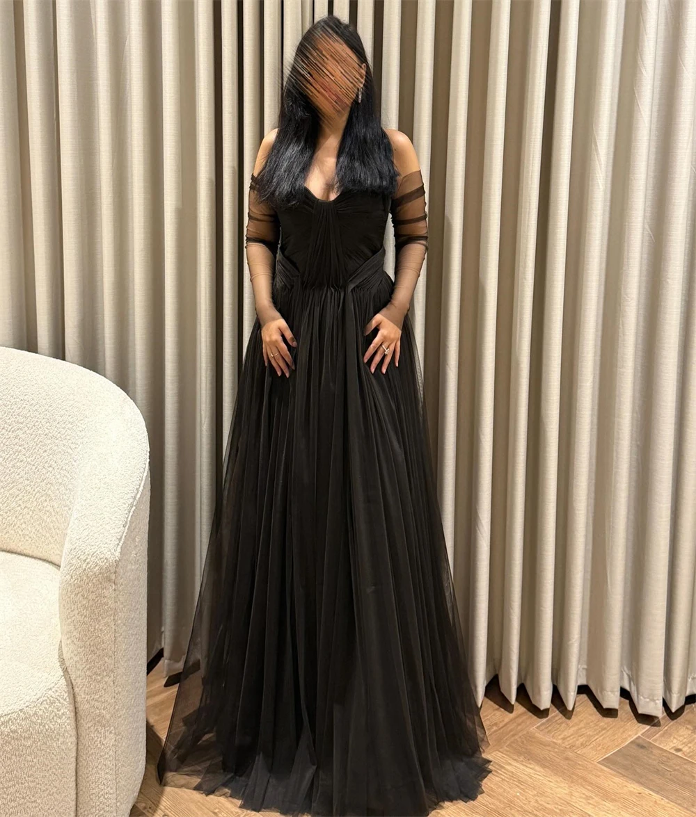 Customized Luxury Black Tulle Evening Dresses Fashion Strapless Homecoming Dresses Formal Sweep Train Special Occasion Gowns
Customized Luxury Black Tulle Evening Dresses Fashion Strapless Homecoming Dresses Formal Sweep Train Special Occasion Gowns