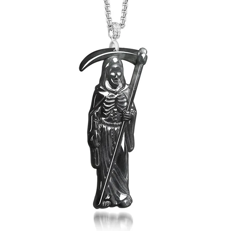 Burmese Jadeite Grim Reaper Pendant Necklace Gemstone Luxury 925 Silver Talismans Vintage Designer Real Jade Gifts for Women
Burmese Jadeite Grim Reaper Pendant Necklace Gemstone Luxury 925 Silver Talismans Vintage Designer Real Jade Gifts for Women