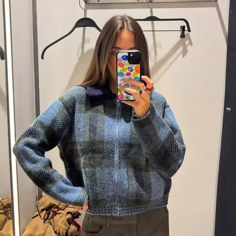 YENKYE женский клетчатый кардиган с воротником с лацканами и длинными рукавами, молния спереди и карманами, осенне-зимняя укороченная верхняя одежда
YENKYE женский клетчатый кардиган с воротником с лацканами и длинными рукавами, молния спереди и карманами, осенне-зимняя укороченная верхняя одежда