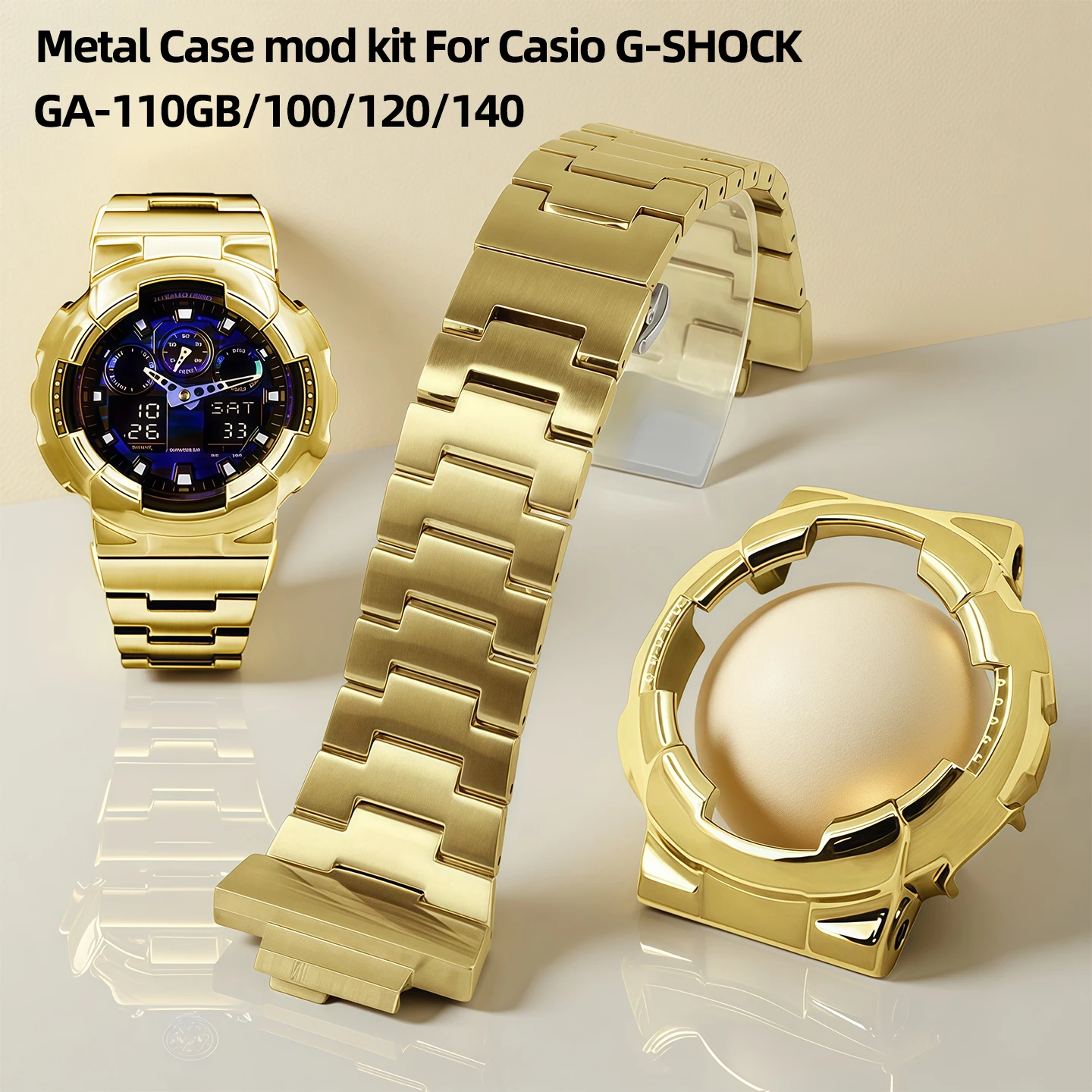 Комплект для модификации часов GA110: корпус и ремешок для Casio G-SHOCK GA-110, GA-120, GA100, модифицированный корпус из нержавеющей стали, металлический ремешок, в комплекте с инструментами.
Комплект для модификации часов GA110: корпус и ремешок для Casio G-SHOCK GA-110, GA-120, GA100, модифицированный корпус из нержавеющей стали, металлический ремешок, в комплекте с инструментами.