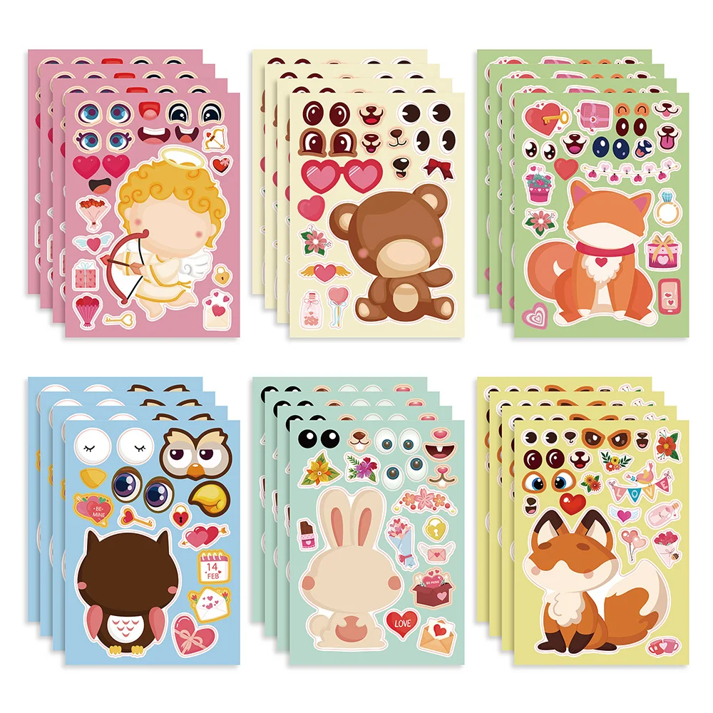 6/12Sheets Cute Animal Love Children Puzzle Stickers Make-a-Face Funny Assemble Jigsaw DIY Cartoon Sticker Kids Educational Toys
6/12Sheets Cute Animal Love Children Puzzle Stickers Make-a-Face Funny Assemble Jigsaw DIY Cartoon Sticker Kids Educational Toys