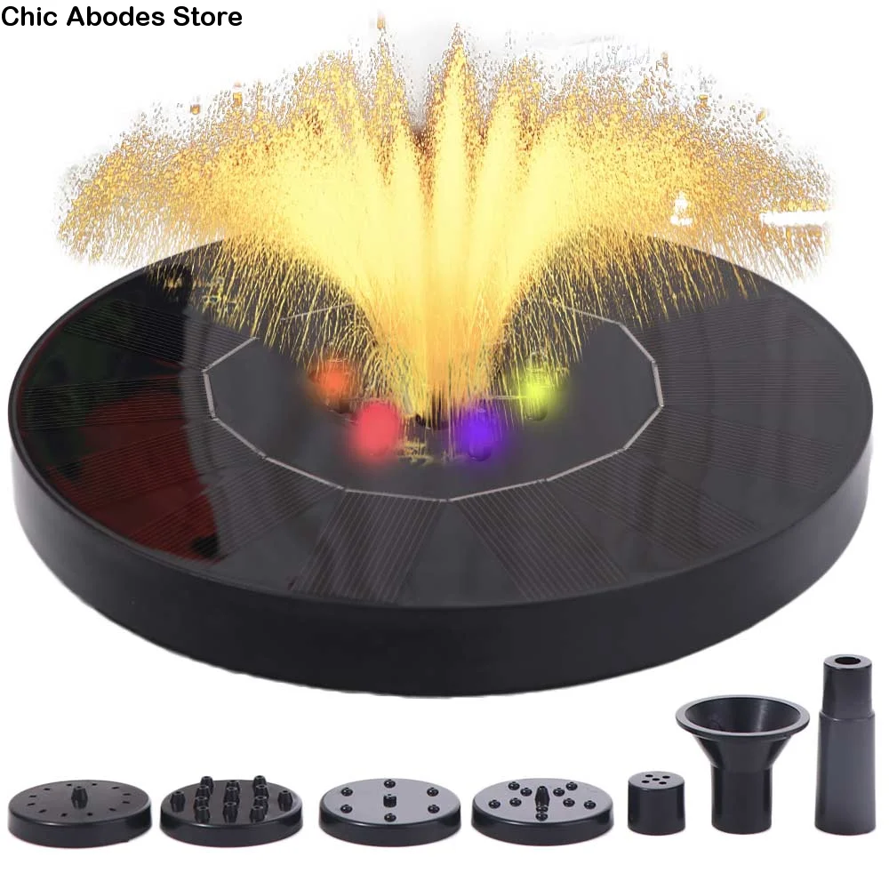 LED Colorful Light Fountain Water Pumps Floating Energy-saving Solar Water Fountain with 7 Nozzles 18cm Bird Bath Fountain
LED Colorful Light Fountain Water Pumps Floating Energy-saving Solar Water Fountain with 7 Nozzles 18cm Bird Bath Fountain