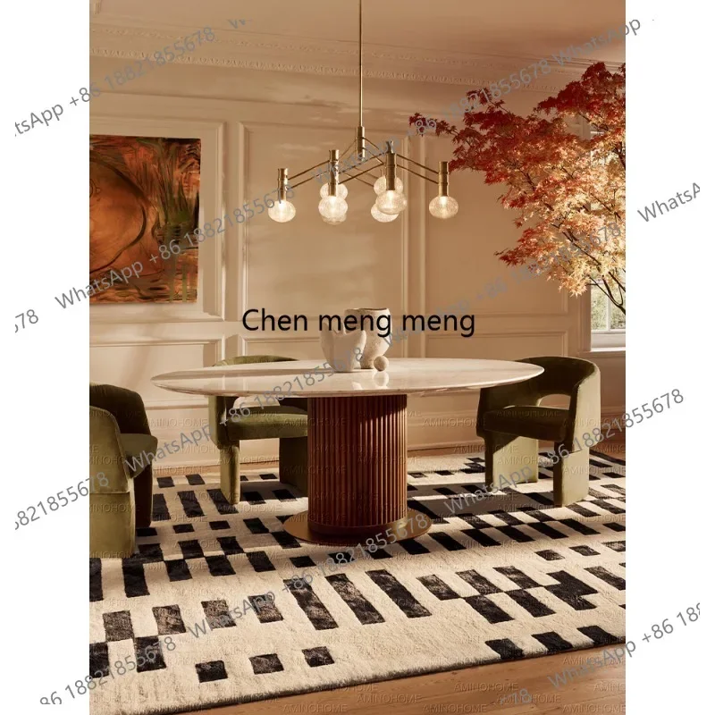 Nordic marble dining table oval dining table designer Roman column light luxury round table
Nordic marble dining table oval dining table designer Roman column light luxury round table