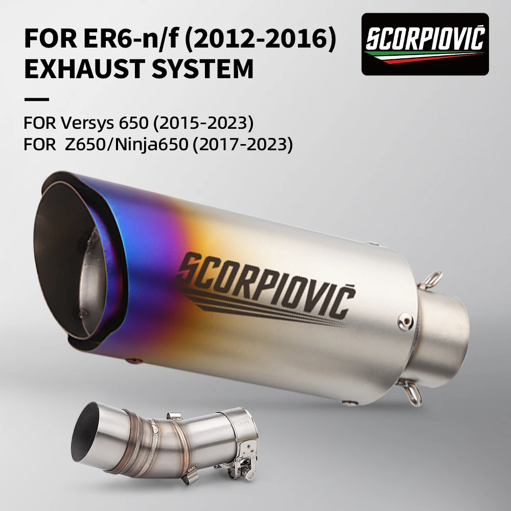 Motorcycle system exhaust slip On is suitable for ER6n ER6f (2012-2023) Versys 650 Z650/Ninja650 middle section C13 tail section
Motorcycle system exhaust slip On is suitable for ER6n ER6f (2012-2023) Versys 650 Z650/Ninja650 middle section C13 tail section