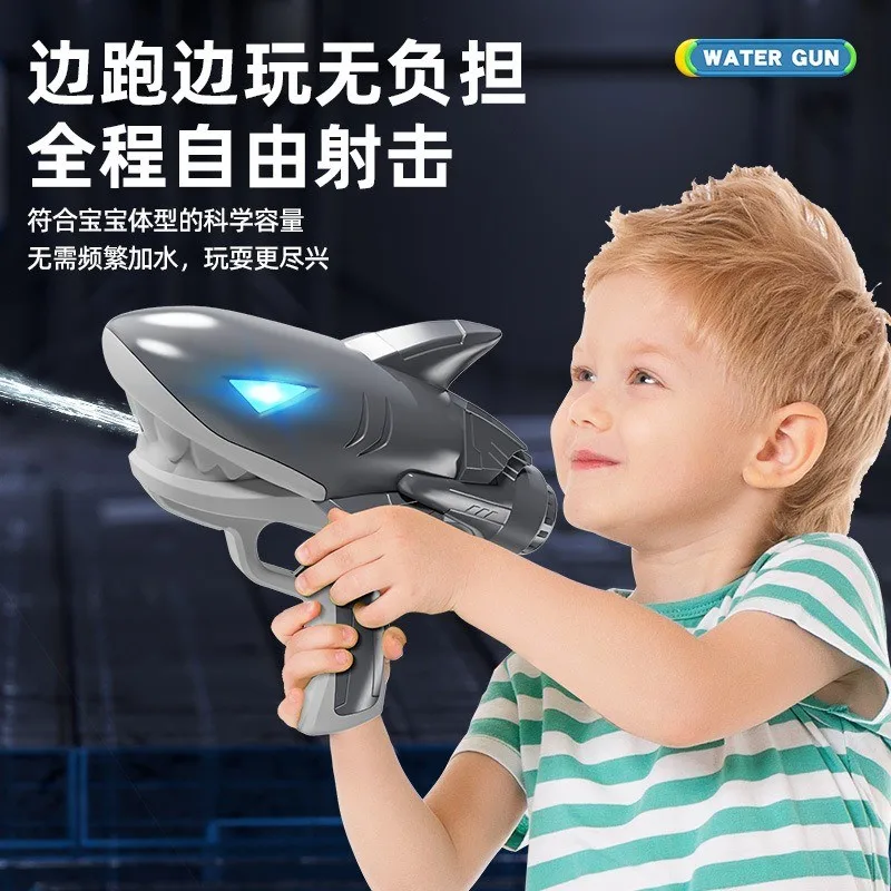 Electric shark water gun, fully automatic children's water play with lights, summer continuous water gun toys
Electric shark water gun, fully automatic children's water play with lights, summer continuous water gun toys