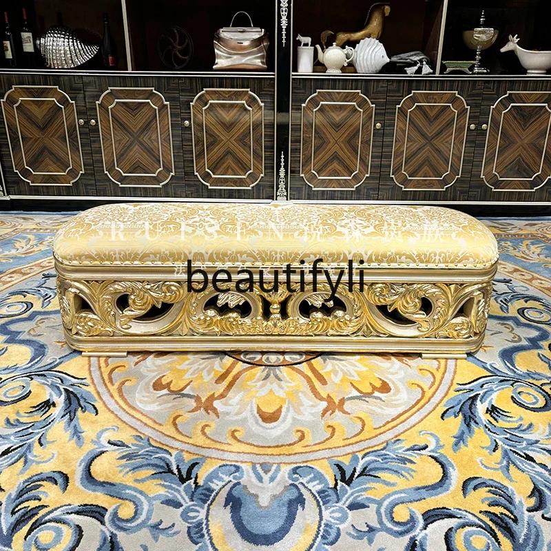 French style end stool, European style carved beauty tread embroidered cloth lazy chair bedroom champagne6220
French style end stool, European style carved beauty tread embroidered cloth lazy chair bedroom champagne6220