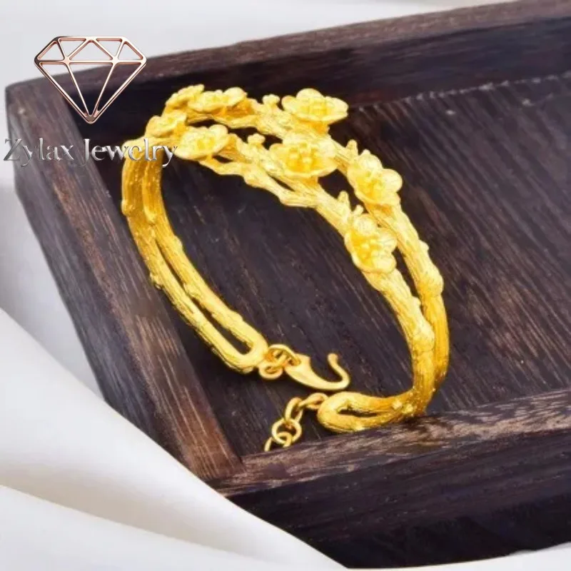 Zylax Jewelry Women's 24K Gold AU999 "Blossoming Peach" Bracelet | Ancient-chiseled with textured branches, elegant for traditio
Zylax Jewelry Women's 24K Gold AU999 "Blossoming Peach" Bracelet | Ancient-chiseled with textured branches, elegant for traditio