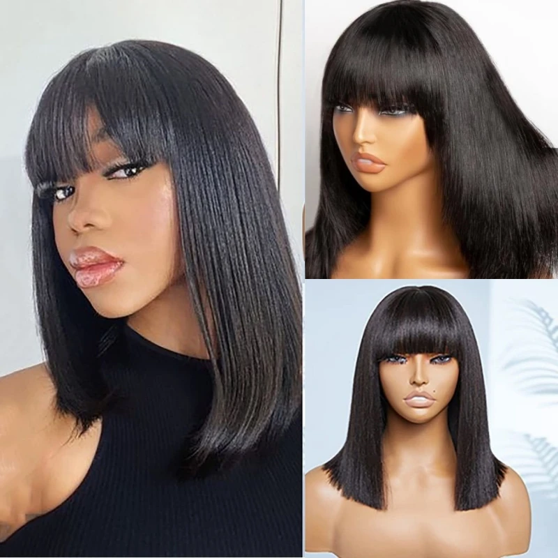 Alimice None Lace Wigs Ready to Wear Glueless Straight Human Hair Bob Wigs With Bangs Machine Made Wigs For Women
Alimice None Lace Wigs Ready to Wear Glueless Straight Human Hair Bob Wigs With Bangs Machine Made Wigs For Women