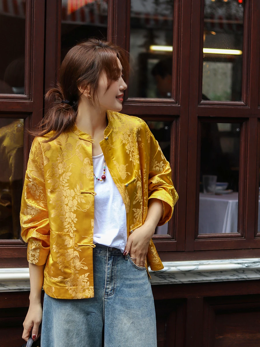 New Chinese Sle Embroidered Silk Brocade Jaet Spring Faion National Trend Tang Costume Loose Fit Long Sve Stand Collar
New Chinese Sle Embroidered Silk Brocade Jaet Spring Faion National Trend Tang Costume Loose Fit Long Sve Stand Collar