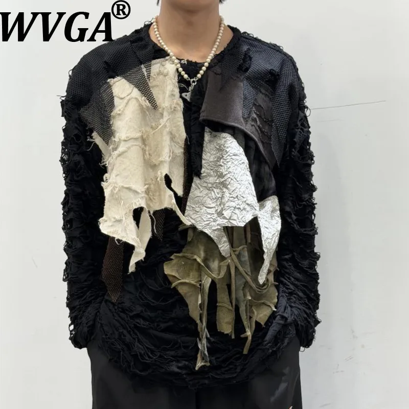 WVGA Spring Autumn New Man Stylish Patchwork Long Sleeved T-shirts Niche Chic Casual Street Style Ripped Trendy Knit Tops W22128
WVGA Spring Autumn New Man Stylish Patchwork Long Sleeved T-shirts Niche Chic Casual Street Style Ripped Trendy Knit Tops W22128