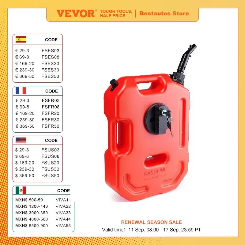 VEVOR 10 л Красный Топливный бак, бензиновые банки, резервуар для бензина, резервуар для бензина, антистатический контейнер для канистра, комплект топливного бака, морецикл Jerrycan
VEVOR 10 л Красный Топливный бак, бензиновые банки, резервуар для бензина, резервуар для бензина, антистатический контейнер для канистра, комплект топливного бака, морецикл Jerrycan 