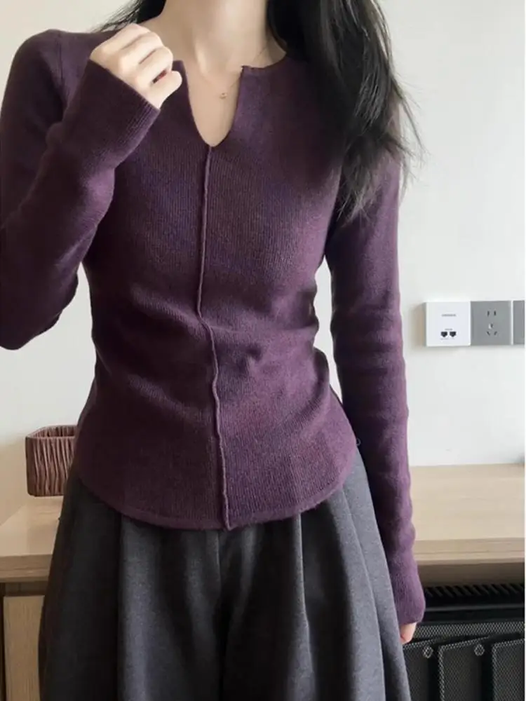 Женский вязаный свитер Pure Desire Purple V-Ne с V-образным вырезом, для ранней осени и зимы, базовый слой, утягивающий, модный, красивый, маленький размер
Женский вязаный свитер Pure Desire Purple V-Ne с V-образным вырезом, для ранней осени и зимы, базовый слой, утягивающий, модный, красивый, маленький размер