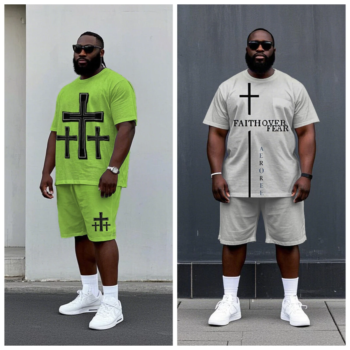 S-9XL Big & Tall Abstract Cross Faith Slogan Print Tee & Solid Color Shorts 2Pcs Men Casual Outfit
S-9XL Big & Tall Abstract Cross Faith Slogan Print Tee & Solid Color Shorts 2Pcs Men Casual Outfit