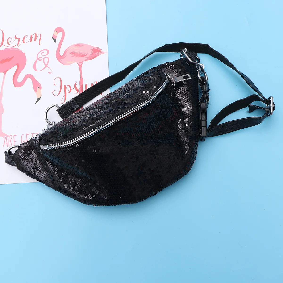 Fashion PU Sequins Fanny Pack Chic Casual Zipper Waist Bag for Traveling Outdoor Sports (Black) fanny bag
Fashion PU Sequins Fanny Pack Chic Casual Zipper Waist Bag for Traveling Outdoor Sports (Black) fanny bag