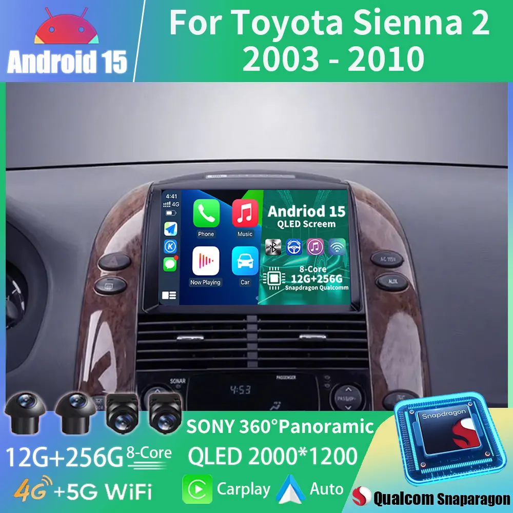 Android 15 Car Radio For Toyota Sienna 2 II XL20 2003 - 2010 GPS Multimedia Player Navi Head Unit Wireless Carplay Auto Video BT
Android 15 Car Radio For Toyota Sienna 2 II XL20 2003 - 2010 GPS Multimedia Player Navi Head Unit Wireless Carplay Auto Video BT