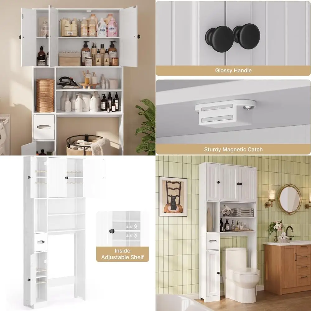 White Adjustable Shelf Over-the-Toilet Storage Cabinet for Bathroom, Laundry, and Restroom
White Adjustable Shelf Over-the-Toilet Storage Cabinet for Bathroom, Laundry, and Restroom
