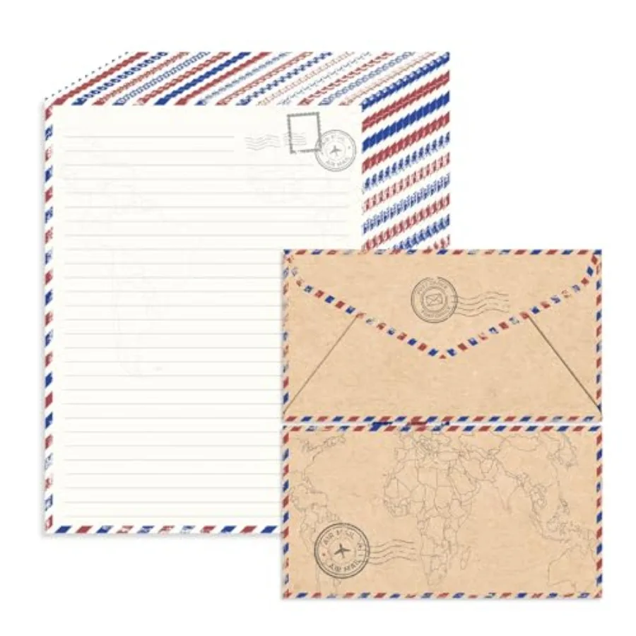 90 Pack Airmail Stationery Paper Set, Vintage Letter Writing Paper and Envelopes Set for Invitations, thank you Letters, or Cas
90 Pack Airmail Stationery Paper Set, Vintage Letter Writing Paper and Envelopes Set for Invitations, thank you Letters, or Cas