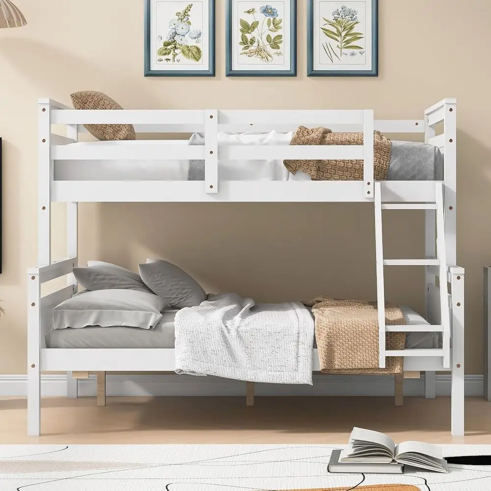 White Twin Over Full Bunk Bed with Ladder and Safety Rail, Convertible to Two Single Beds
White Twin Over Full Bunk Bed with Ladder and Safety Rail, Convertible to Two Single Beds