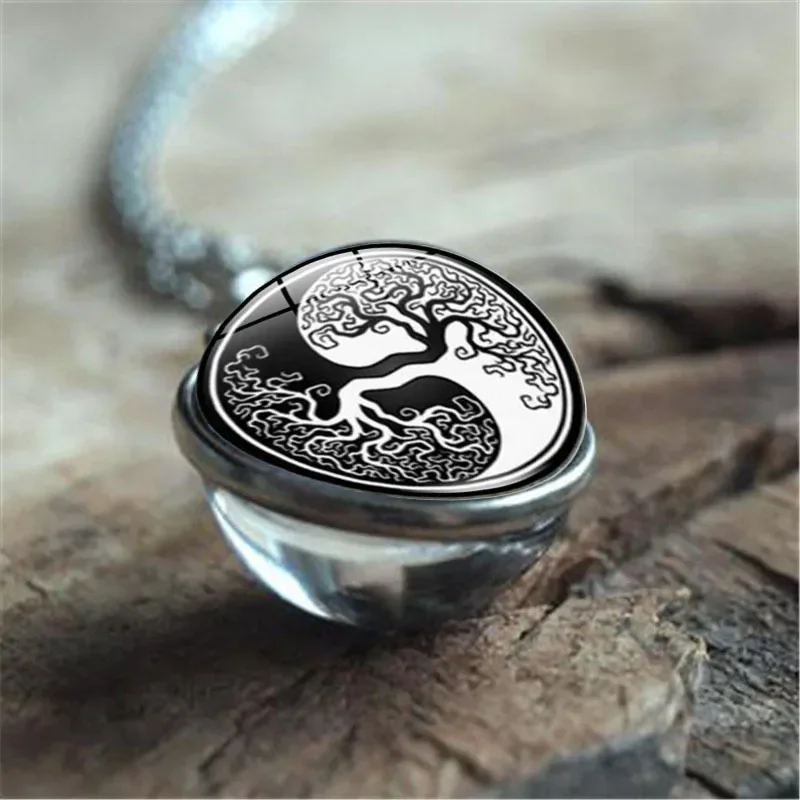 New Fashion Yin Yang Tree of Life Necklace Double-sided Glass Ball Pendant Retro Art Painting Pendant Necklace Jewelry for Women
New Fashion Yin Yang Tree of Life Necklace Double-sided Glass Ball Pendant Retro Art Painting Pendant Necklace Jewelry for Women