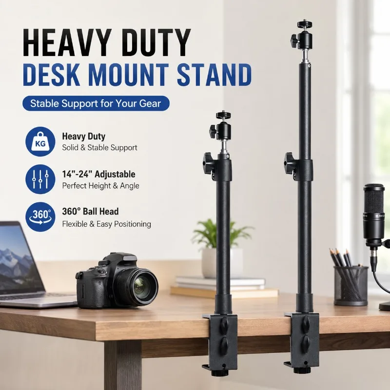 2-section Telescopic Metal Desktop Stand Supports Overhead Shooting for Cameras During Live Streaming Adjustable Extendable
2-section Telescopic Metal Desktop Stand Supports Overhead Shooting for Cameras During Live Streaming Adjustable Extendable
