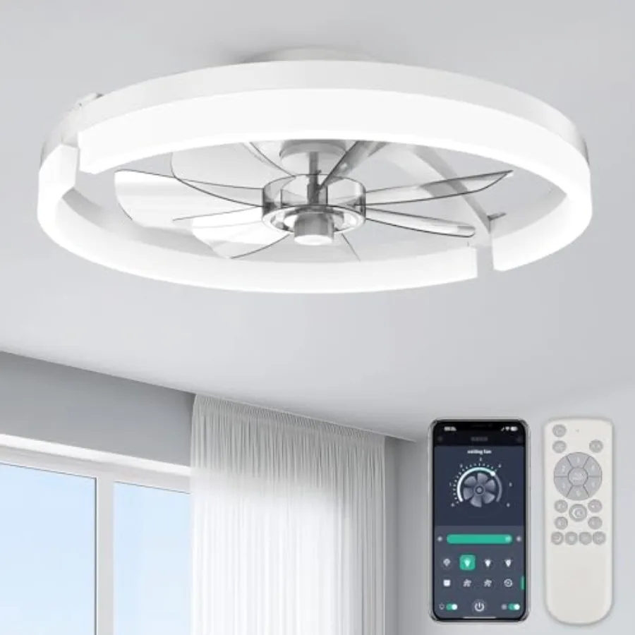 Ceiling Fans with Lights Low Profile Ceiling Fan with APP and Remote Control 3000-6000K and Brightness Dimmable Fandelier Flush
Ceiling Fans with Lights Low Profile Ceiling Fan with APP and Remote Control 3000-6000K and Brightness Dimmable Fandelier Flush