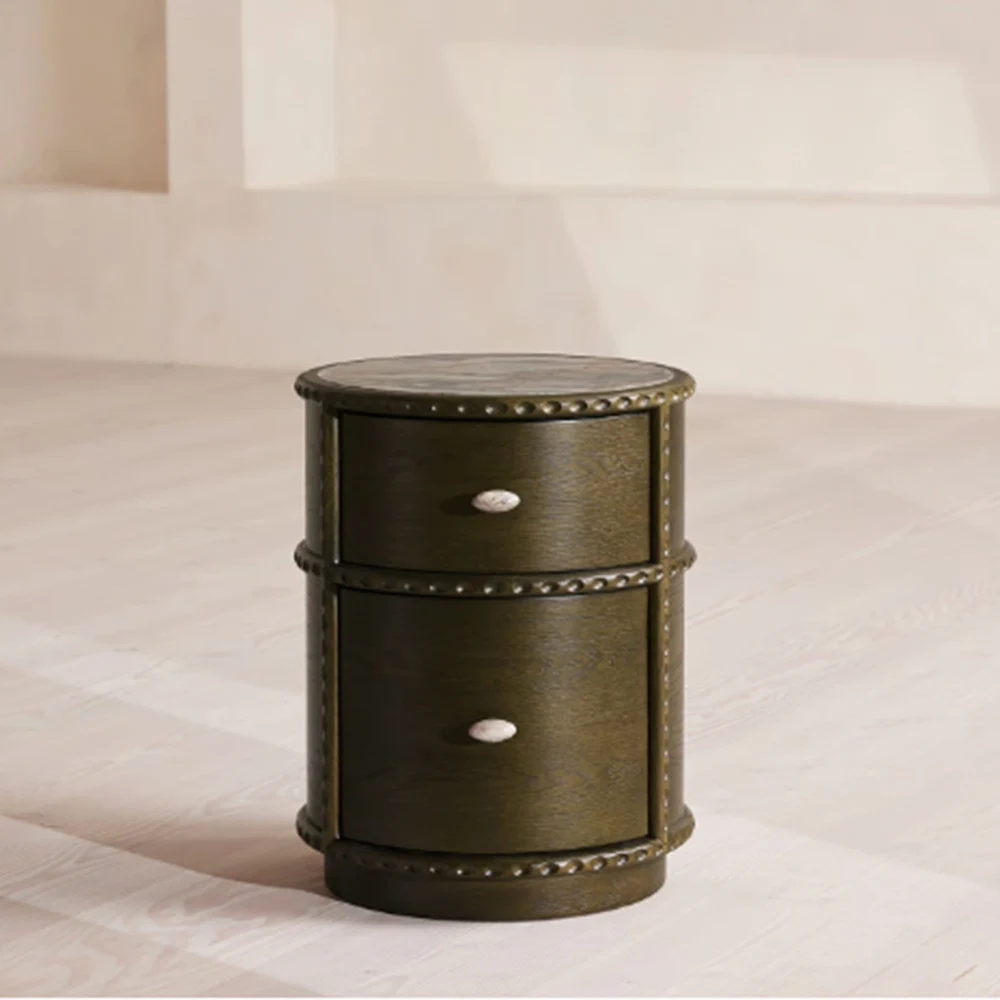 Modern Round End Table Wood Nightstand Beside Table with 2 Drawers for Bedroom
Modern Round End Table Wood Nightstand Beside Table with 2 Drawers for Bedroom