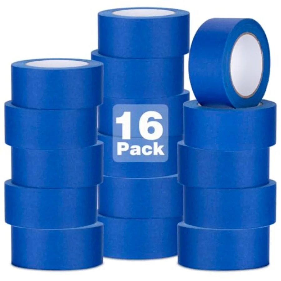16Pack Blue Painters Tape 2 inch Wide Masking Tape Bulk for Multi-Surface, Produce Sharp Lines, Residue-Free 784 Yards Total
16Pack Blue Painters Tape 2 inch Wide Masking Tape Bulk for Multi-Surface, Produce Sharp Lines, Residue-Free 784 Yards Total