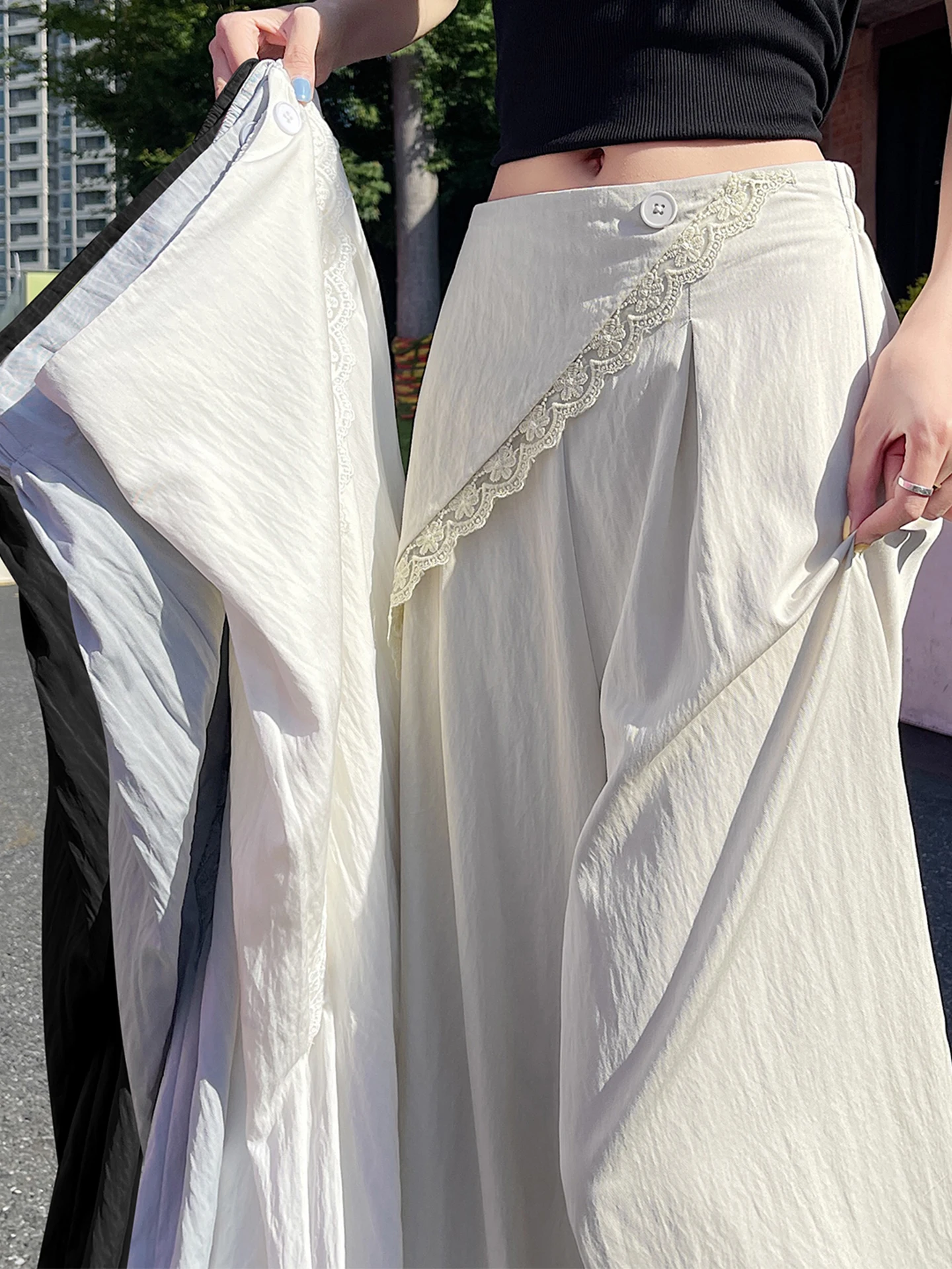 High Waist Wide Leg Pants Women's Summer New Style Comfortable Loose Drapey Lace Silk Cotton Floor-Length Trousers
High Waist Wide Leg Pants Women's Summer New Style Comfortable Loose Drapey Lace Silk Cotton Floor-Length Trousers