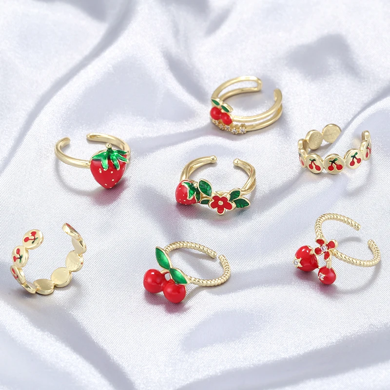 ZHUKOU Enamelled Oil Drop Red Cherry Strawberry Series Ring Sweet And Cute Ladies Adjustable Open Ring 1 Pcs:VJ753-VJ758
ZHUKOU Enamelled Oil Drop Red Cherry Strawberry Series Ring Sweet And Cute Ladies Adjustable Open Ring 1 Pcs:VJ753-VJ758