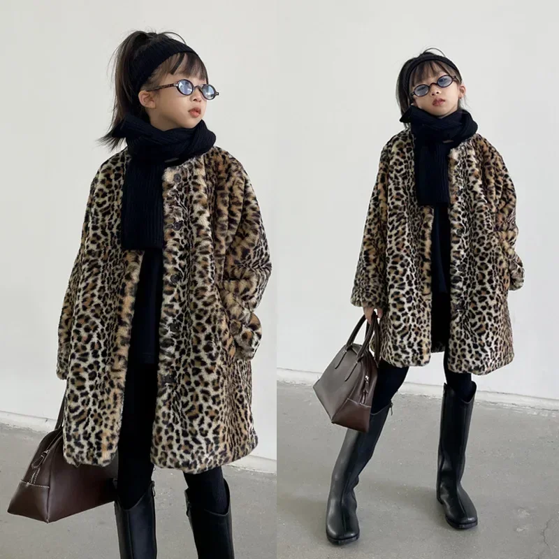 Autumn and Winter New Korean Children Clothing for Girls Long Leopard Print Imitation Fur Children Coat Jacket Trendy
Autumn and Winter New Korean Children Clothing for Girls Long Leopard Print Imitation Fur Children Coat Jacket Trendy
