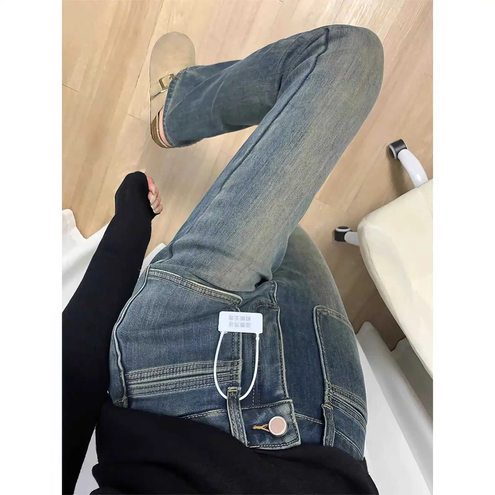 Retro Cement Color High Waist Bell Bottom Jeans Women's Elastic Thin Cotton Denim Pants Summer Fashion Pear Shaped Body Slimming
Retro Cement Color High Waist Bell Bottom Jeans Women's Elastic Thin Cotton Denim Pants Summer Fashion Pear Shaped Body Slimming