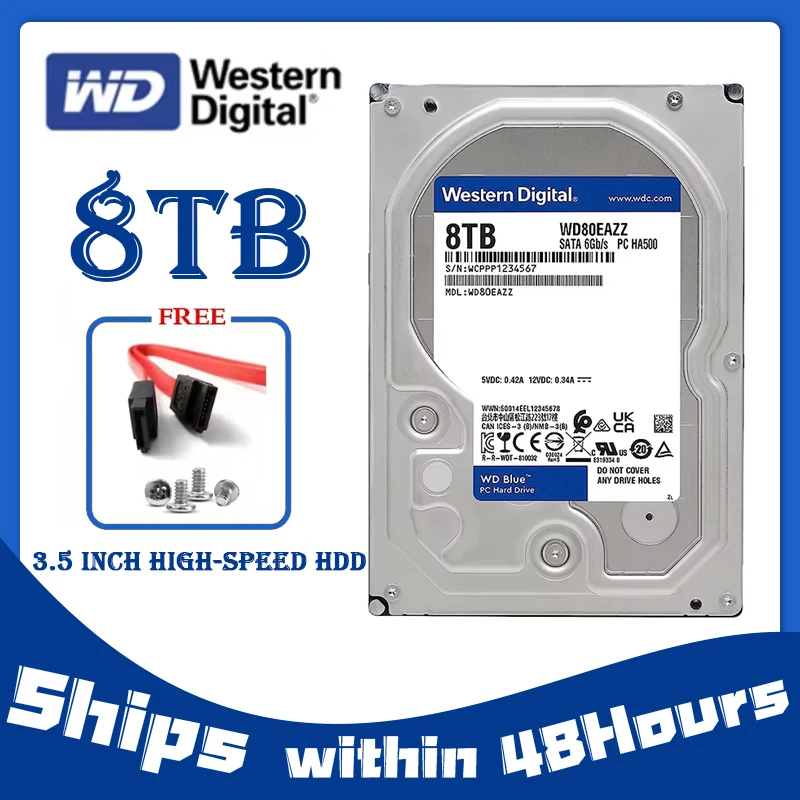 WD BLUE 8TB 7200 RPM, SATA 6 Gb/s, 64 MB Cache, 3.5" Hard Drive Disk SATA HD Hard disk For Monitoring Desktop Computer
WD BLUE 8TB 7200 RPM, SATA 6 Gb/s, 64 MB Cache, 3.5" Hard Drive Disk SATA HD Hard disk For Monitoring Desktop Computer