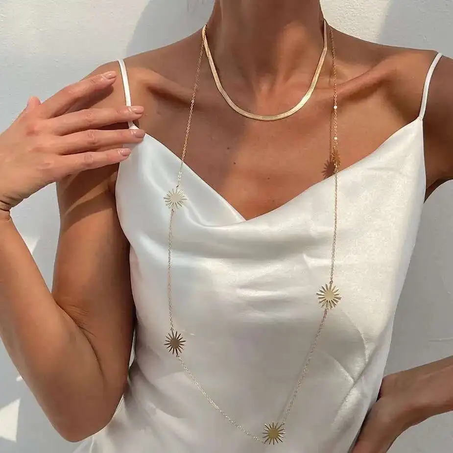 SHIXIN 2Pcs/Set Flat Snake Chain Long Necklace for Women Elegant Sweater Chain Choker Banquet Jewelry on Neck Skirt Accessories
SHIXIN 2Pcs/Set Flat Snake Chain Long Necklace for Women Elegant Sweater Chain Choker Banquet Jewelry on Neck Skirt Accessories