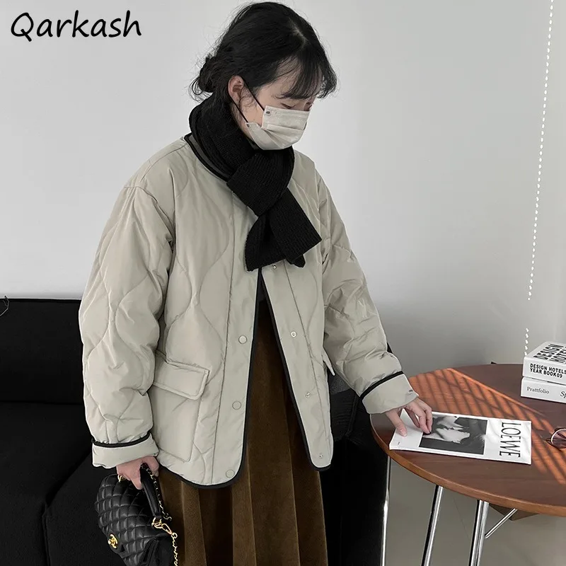 Parkas Women O-neck Panelled Patchwork Single Breasted All-match Leisure Gentle Temperament Female Korean Style Minimalist Warm
Parkas Women O-neck Panelled Patchwork Single Breasted All-match Leisure Gentle Temperament Female Korean Style Minimalist Warm