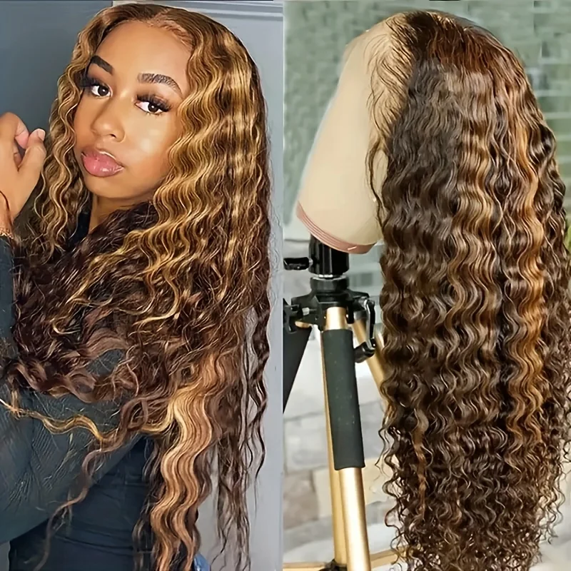 13x6 Highlight Curly Human Hair Wigs For Women Colored Lace Frontal Deep Wave Wig 13x4 Blonde Water Wave Front Colored Wig
13x6 Highlight Curly Human Hair Wigs For Women Colored Lace Frontal Deep Wave Wig 13x4 Blonde Water Wave Front Colored Wig
