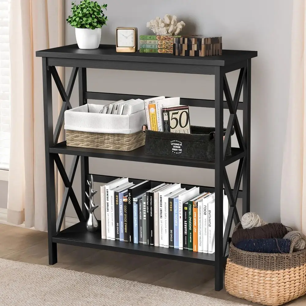 Wooden Shelf Bookcase 3Tier Open Bookshelf W XDesign Freestanding Rack
Wooden Shelf Bookcase 3Tier Open Bookshelf W XDesign Freestanding Rack