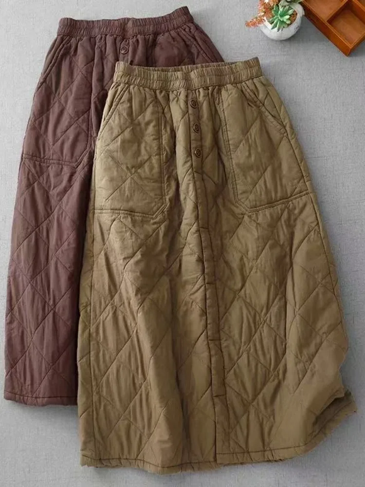Winter New plus Size Thickened Warm Cotton Skirt for Women Casual High Waist A-Line Skirt Diamond Pattern Knee-Length Dress
Winter New plus Size Thickened Warm Cotton Skirt for Women Casual High Waist A-Line Skirt Diamond Pattern Knee-Length Dress