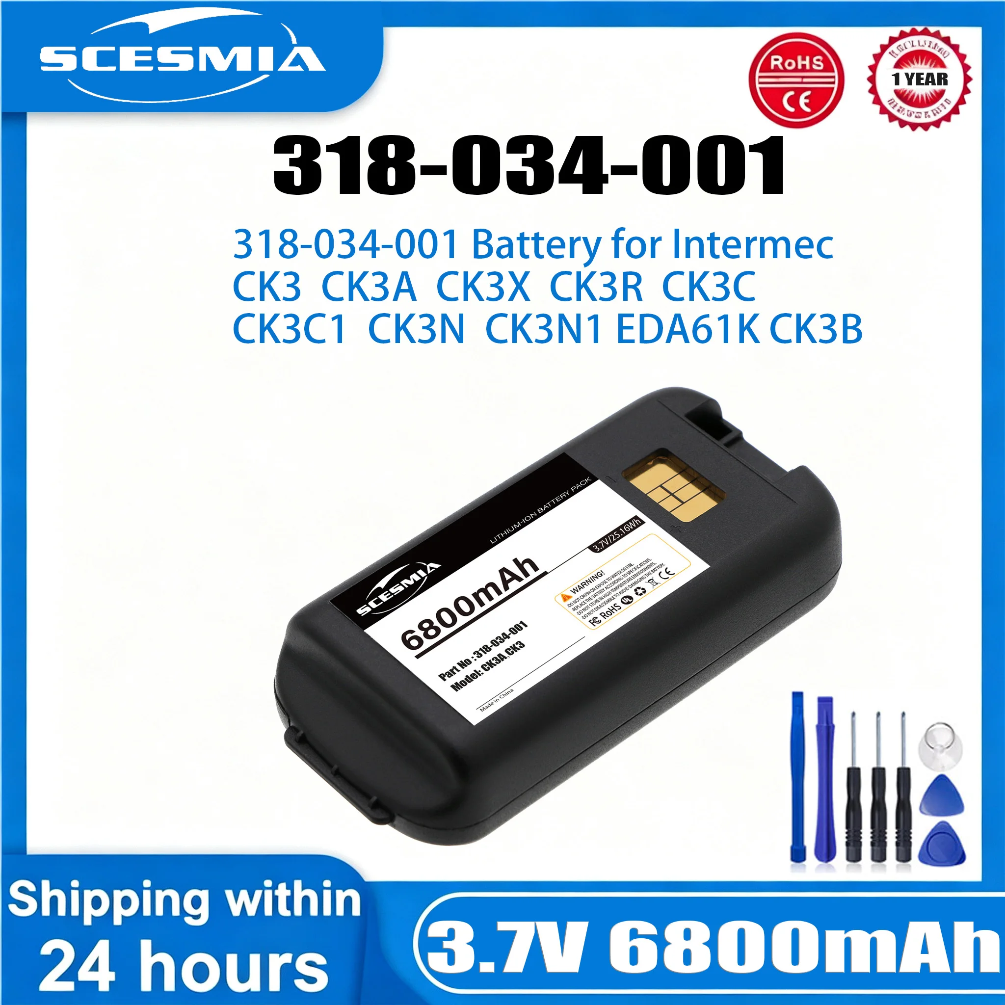 Barcode Scanner Battery 3.7V/5200mAh/6800mAh AB18,AB17,318-033-001 for Intermec CK3,CK3A,CK3X,CK3R,CK3C,CK3C1,CK3N,CK3N1,EDA61K
Barcode Scanner Battery 3.7V/5200mAh/6800mAh AB18,AB17,318-033-001 for Intermec CK3,CK3A,CK3X,CK3R,CK3C,CK3C1,CK3N,CK3N1,EDA61K