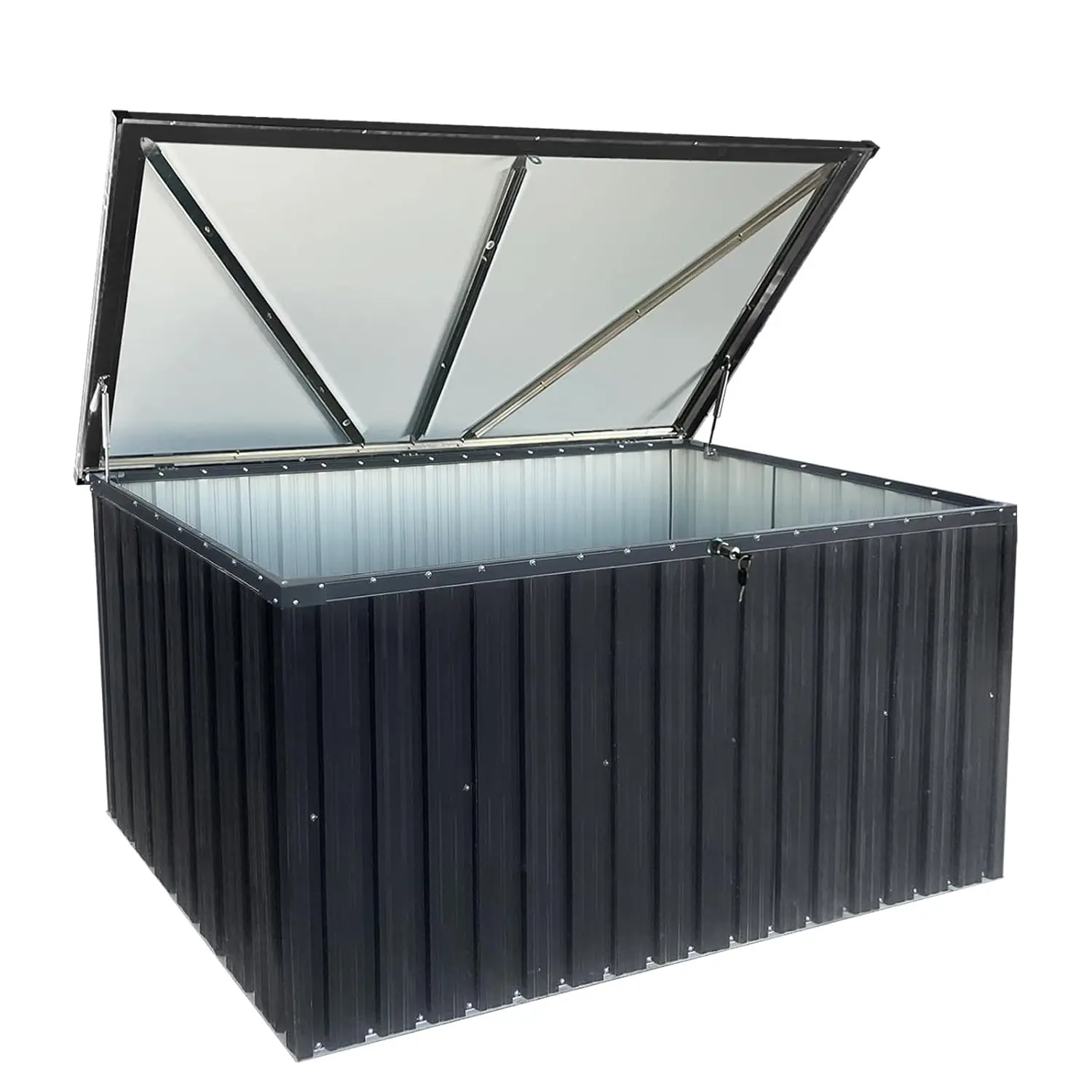 344 Gallon Waterproof Metal Deck Box with Lock & Hydraulic Lid for Garden Tools Pool Patio, Custom
344 Gallon Waterproof Metal Deck Box with Lock & Hydraulic Lid for Garden Tools Pool Patio, Custom