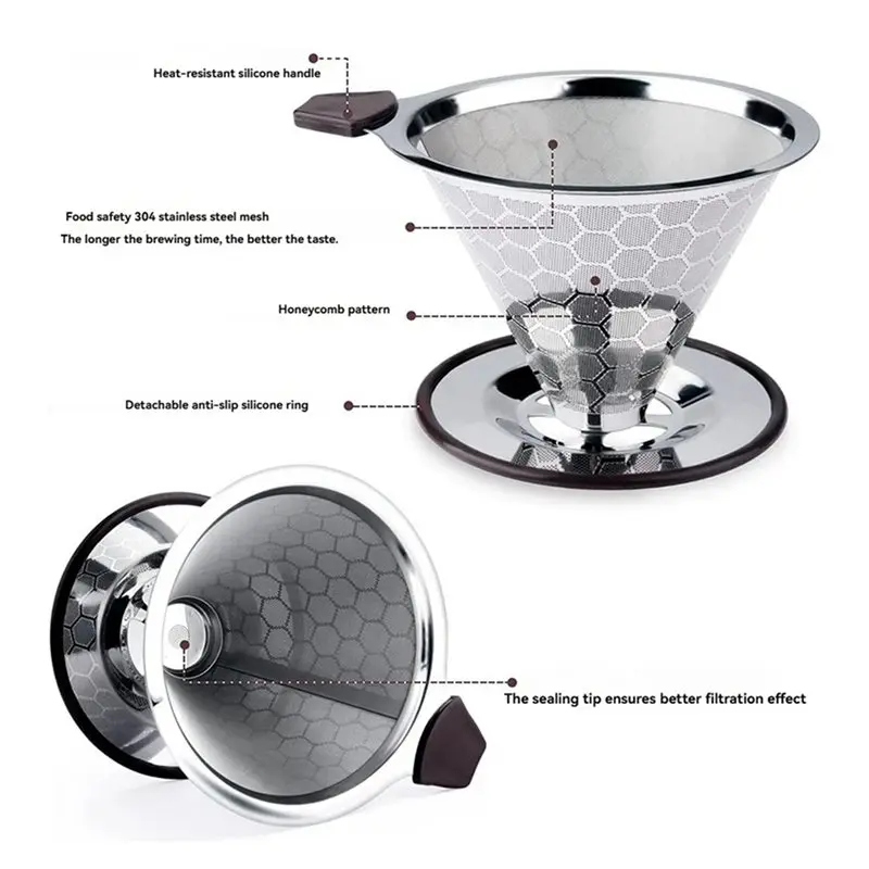 2X Pour Over Coffee Filter Dripper Reusable Stainless Steel Drip Coffee Maker Cone Coffee Mesh Filters For 1-4 Cup
2X Pour Over Coffee Filter Dripper Reusable Stainless Steel Drip Coffee Maker Cone Coffee Mesh Filters For 1-4 Cup