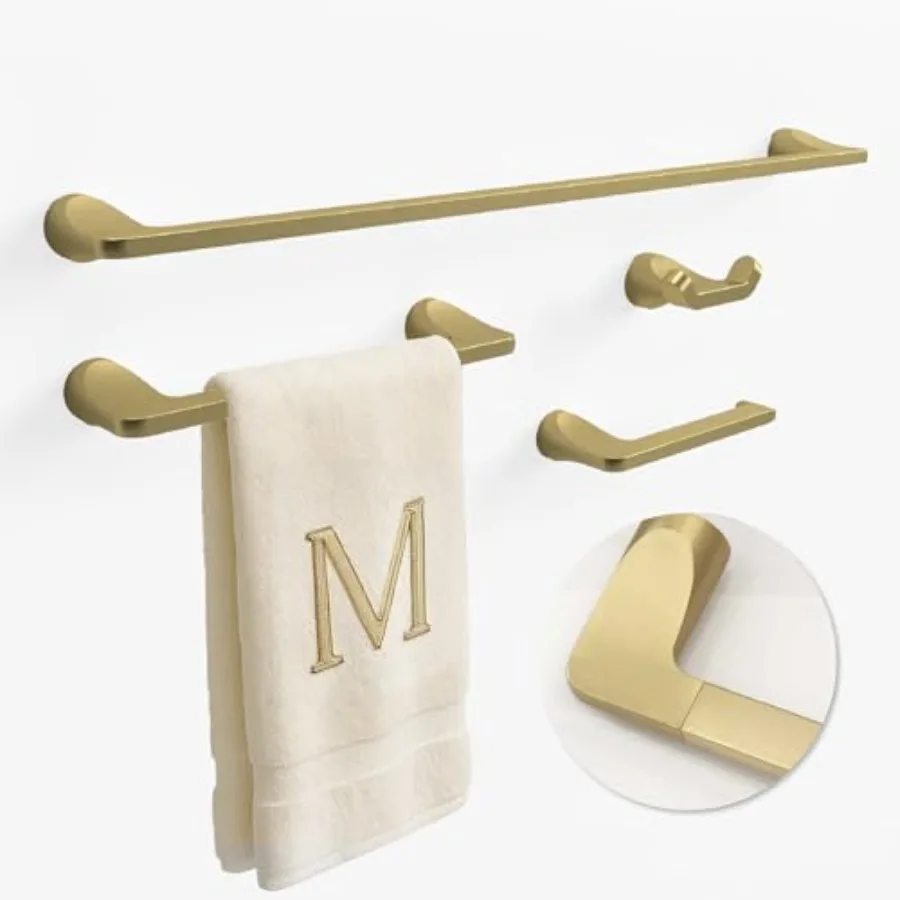 Bathroom Towel Holder Set - 4 Pieces Bathroom Accessories Sets - Heavy Duty Bathroom Accessory Set 25'' Towel Bar Robe Hooks an
Bathroom Towel Holder Set - 4 Pieces Bathroom Accessories Sets - Heavy Duty Bathroom Accessory Set 25'' Towel Bar Robe Hooks an