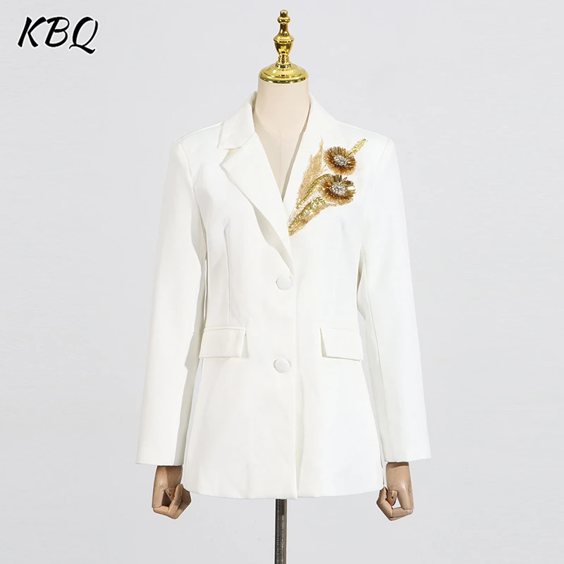 KBQ Solid Slimming Spliced Single Breasted Blazer For Women Lapel Long Sleeves Patchwork Applique Coat Female Fashion Style New
KBQ Solid Slimming Spliced Single Breasted Blazer For Women Lapel Long Sleeves Patchwork Applique Coat Female Fashion Style New