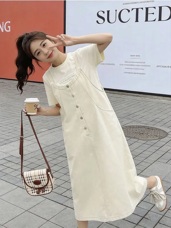 Large Size 300 Pounds Retro Casual Set Women Summer Short Sleeve Top Workwear Overalls Dress Two Piece Set Loose Fit T-Shirt
Large Size 300 Pounds Retro Casual Set Women Summer Short Sleeve Top Workwear Overalls Dress Two Piece Set Loose Fit T-Shirt