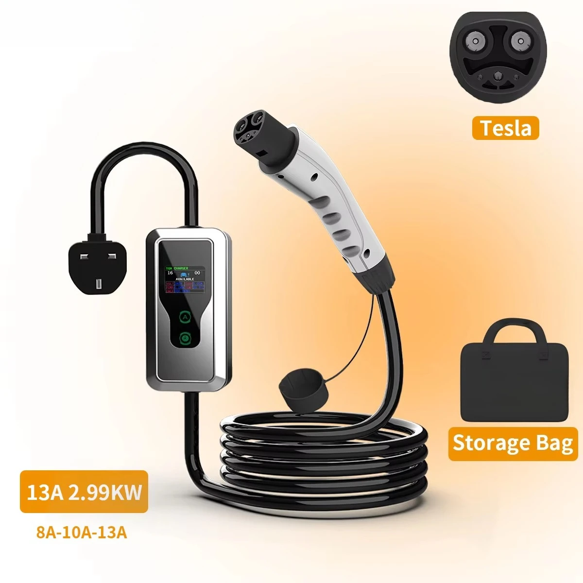 Новый портативный зарядный кабель для электромобилей (UK Plug) 2.99 кВт, 8/10/13 А, 5 м, NACS, 230-250 В, IP67
Новый портативный зарядный кабель для электромобилей (UK Plug) 2.99 кВт, 8/10/13 А, 5 м, NACS, 230-250 В, IP67