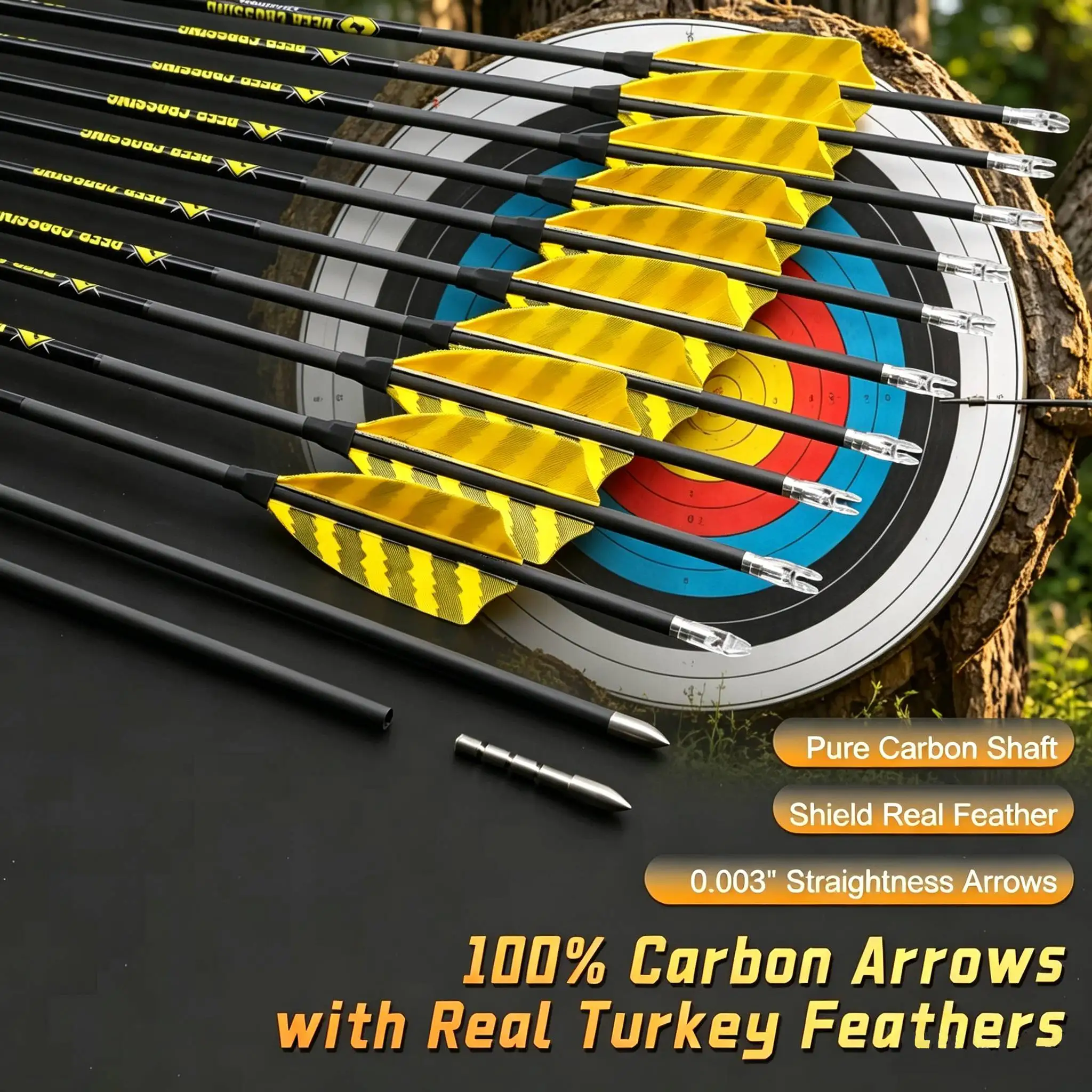 ACCMOS Carbon Arrows ID4.2/6.2mm Spine 300-1000, 12pcs Archery Arrows for Compound & Recurve Bow, Hunting & Target Practice
ACCMOS Carbon Arrows ID4.2/6.2mm Spine 300-1000, 12pcs Archery Arrows for Compound & Recurve Bow, Hunting & Target Practice