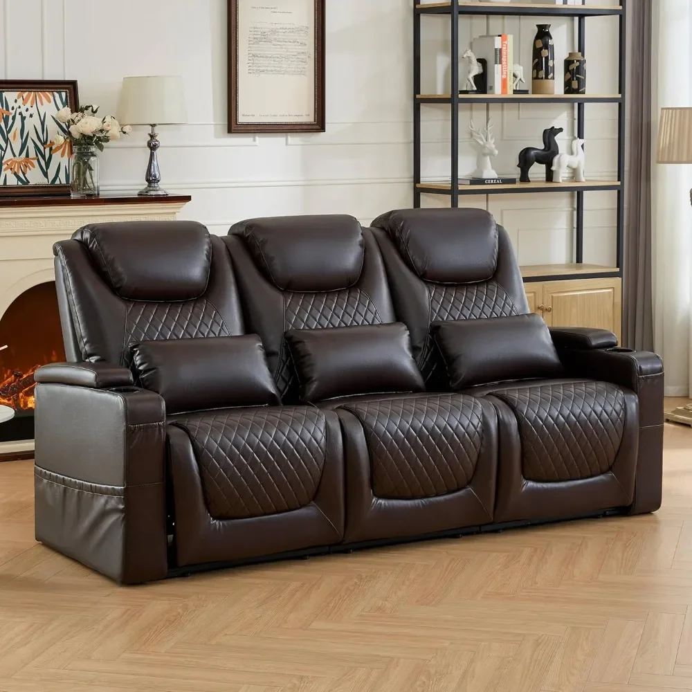 Reclining Sofa PU Leather & 85" Recliner Theater Seating with Detachable Armrests and Pillows, Reclining Sofas(Brown, Row of 3)
Reclining Sofa PU Leather & 85" Recliner Theater Seating with Detachable Armrests and Pillows, Reclining Sofas(Brown, Row of 3)